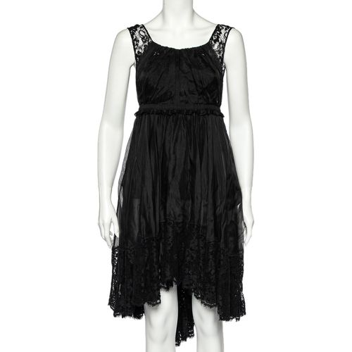 D&G Black Sheer Silk Lace Trim Sleeveless Dress M - D&G - Modalova