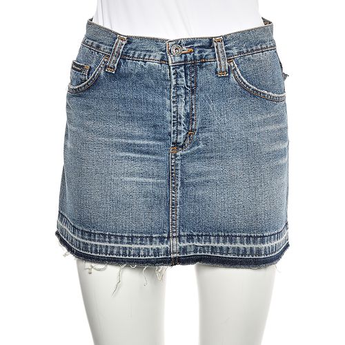 D&G Blue Denim Back Floral Logo Embroidered Mini Skirt S - D&G - Modalova