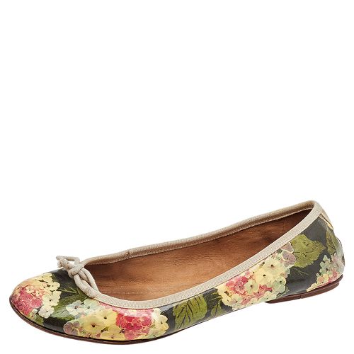 D&G Multicolor Floral Print Patent Leather Bow Ballet Flats Size 39 - D&G - Modalova