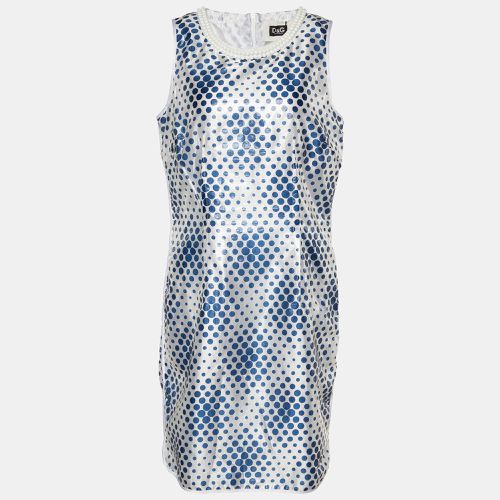 Blue Dot Printed Silk Blend Sleeveless Midi Dress L - D&G - Modalova