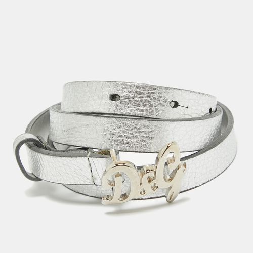 D&G Silver Leather DG Logo Slim Buckle Belt 95CM - D&G - Modalova