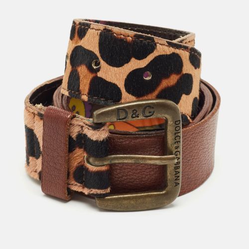 D&Ga Brown Calfhair and Leather Buckle Belt 85CM - D&G - Modalova