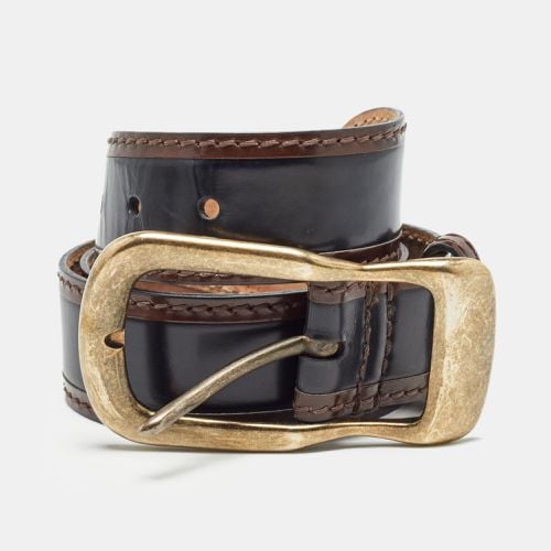 D&G Black/Brown Glossy Leather Buckle Belt 85CM - D&G - Modalova