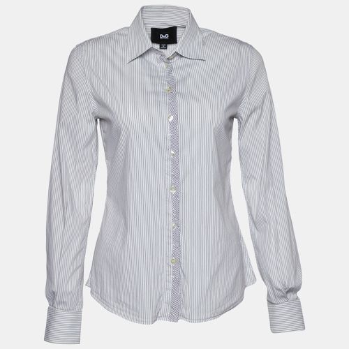 D&G White & Grey Striped Cotton Long Sleeve Shirt S - D&G - Modalova