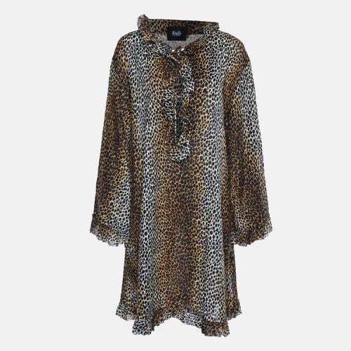 D&G Brown Animal Printed Cotton Shift Dress M - D&G - Modalova