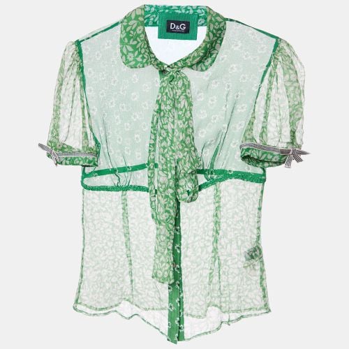 D&G Green printed Silk Neck Tie Detail Top S - D&G - Modalova