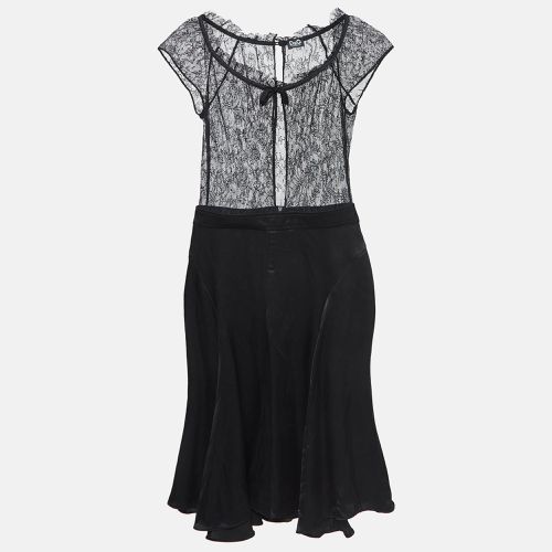 D&G Black Lace and Satin Flared Short Dress S - D&G - Modalova