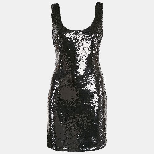 D&G Black Sequin Embellished Tulle Sleeveless Sheath Dress M - D&G - Modalova