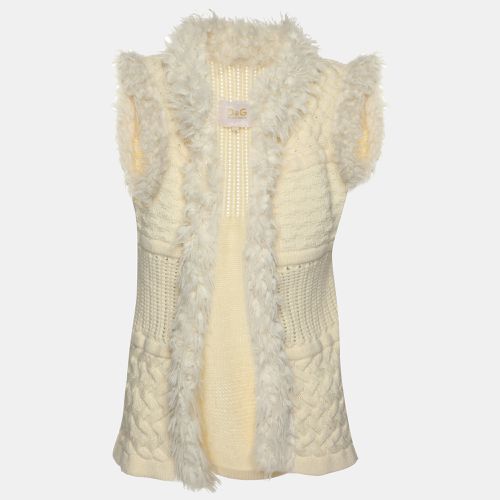 D&G Cream Knitted Cotton Blend Faux Fur Vest S - D&G - Modalova