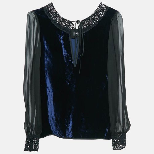 D&G Blue Lace Trim Velvet and Silk Blouse S - D&G - Modalova