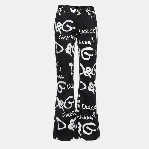 D&G Black Logo Print Denim Wide-Leg Jeans M - D&G - Modalova