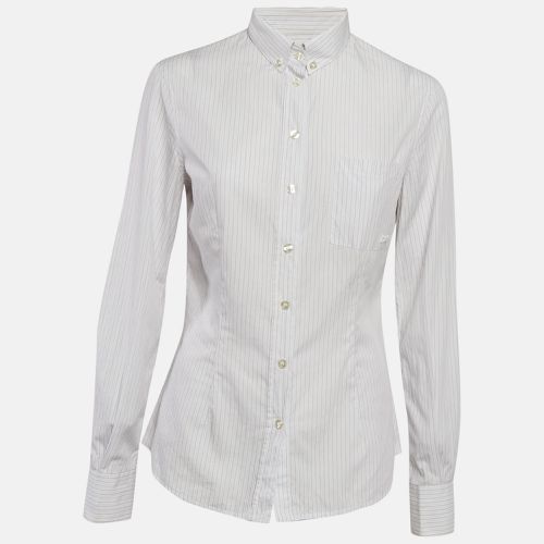 D&G White Stripe Cotton Button Front Shirt M - D&G - Modalova