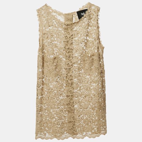 D&G Beige Lace Sleeveless Sheer Top S - D&G - Modalova