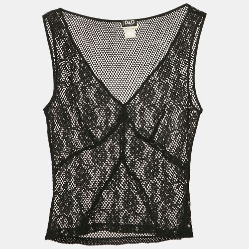 D&G Black Lace and Mesh V-Neck Sheer Tank Top S - D&G - Modalova