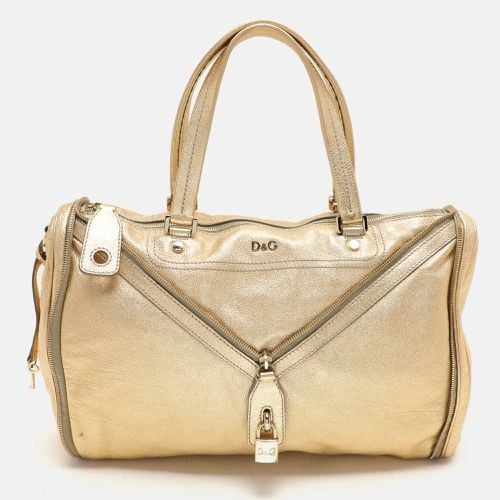 D&G Gold Leather Vilma Top Zip Satchel - D&G - Modalova