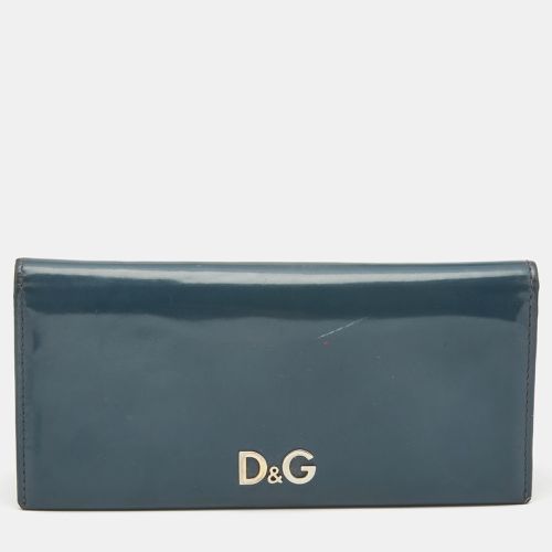 D&G Blue Patent Leather Logo Flap Continental Wallet - D&G - Modalova