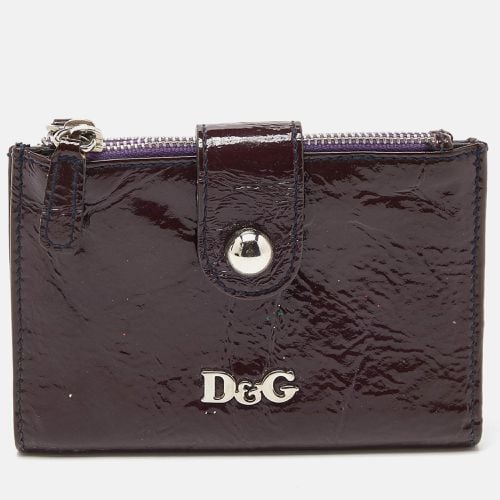 D&G Plum Patent Leather Double Zip Bifold Flap Wallet - D&G - Modalova