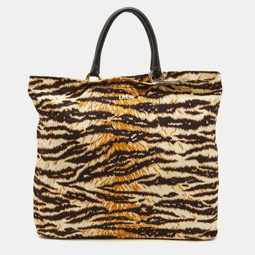 D&G Beige/Brown Zebra Print Canvas Kori Shopper Tote - D&G - Modalova