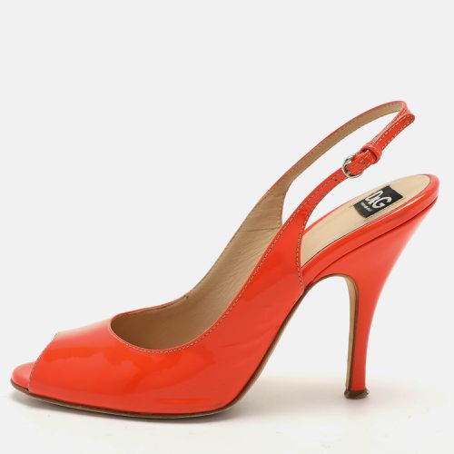 D&G Orange Patent Leather Peep Toe Slingback Sandals Size 38 - D&G - Modalova