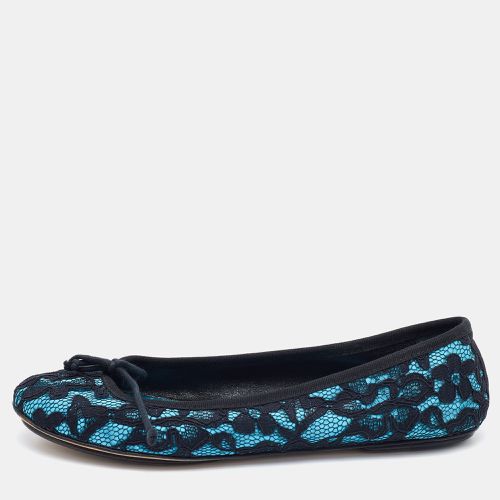 D&G Black/Blue Lace and Satin Bow Ballet Flats Size 39 - D&G - Modalova