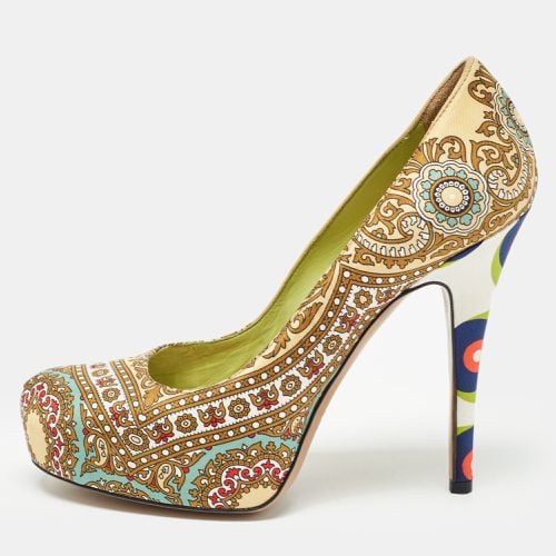 D&G Multicolor Printed Fabric Platform Pumps Size 36.5 - D&G - Modalova