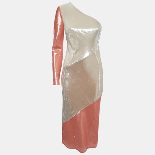 Diane Von Furstenberg Off-White/Light Orange Sequined Silk One Shoulder Midi Dress S - Diane Von Furstenberg - Modalova