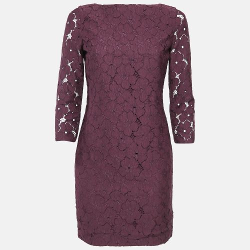 Diane Von Furstenberg Burgundy Sarita Flower Lace Shift Dress S - Diane Von Furstenberg - Modalova