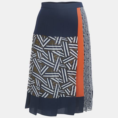 Diane Von Furstenberg Navy Blue Printed Crepe Pleated Midi Skirt XL - Diane Von Furstenberg - Modalova