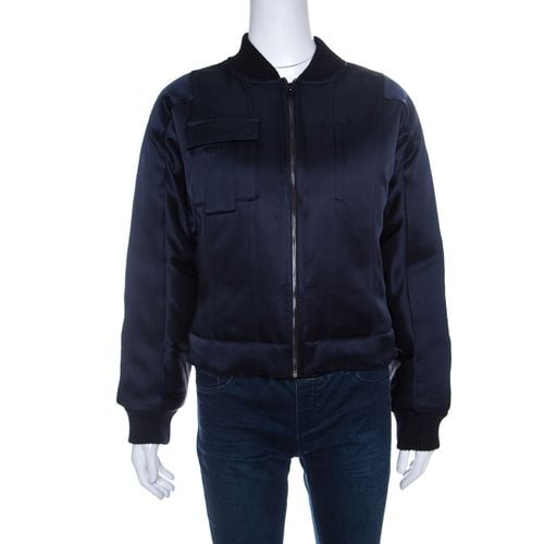 Diane Von Furstenberg Navy Blue Satin Alexander Bomber Jacket S - Diane Von Furstenberg - Modalova