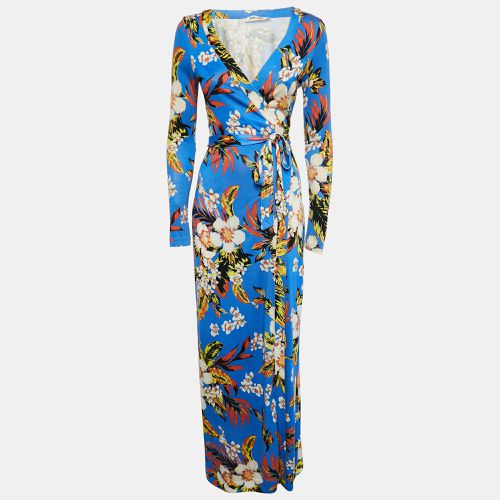 Diane Von Furstenberg Blue Floral Print Jersey Wrap Dress S - Diane Von Furstenberg - Modalova