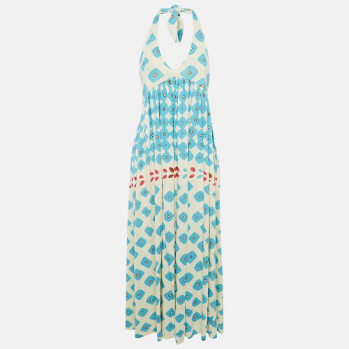 Diane Von Furstenberg Cream Printed Linen Blend Knit Halter Neck Franz Maxi Dress M - Diane Von Furstenberg - Modalova