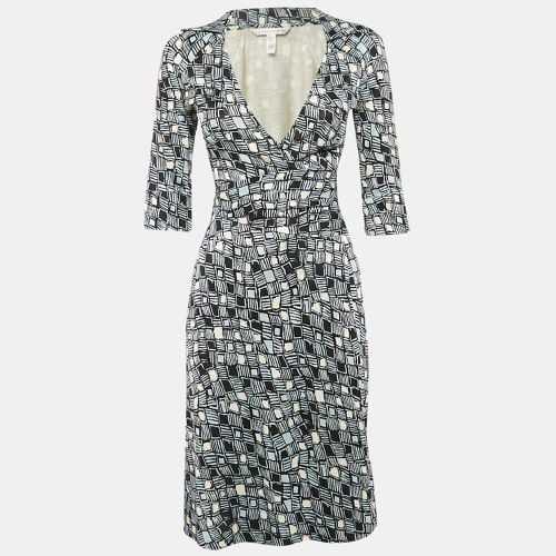 Diane Von Furstenberg Blue Printed Silk Jersey Wrap Dress M - Diane Von Furstenberg - Modalova