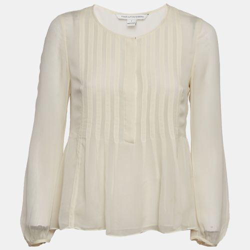 Diane Von Furstenberg Cream Silk Pleated Jayne Blouse S - Diane Von Furstenberg - Modalova