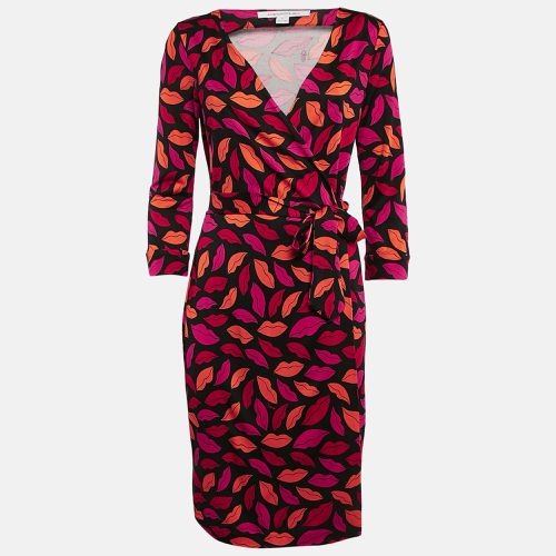 Diane Von Furstenberg Black Lips Print Silk Jersey Julian Wrap Dress M - Diane Von Furstenberg - Modalova