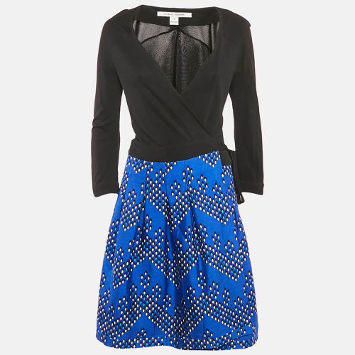 Diane Von Furstenberg Black/Blue Printed Wool Blend and Jersey Wrap Dress M - Diane Von Furstenberg - Modalova