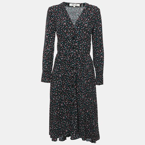 Diane Von Furstenberg Black Dot Print Crepe Button Front Midi Dress S - Diane Von Furstenberg - Modalova