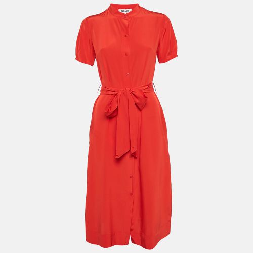 Diane Von Furstenberg Orange Silk Button Front Dress XS - Diane Von Furstenberg - Modalova