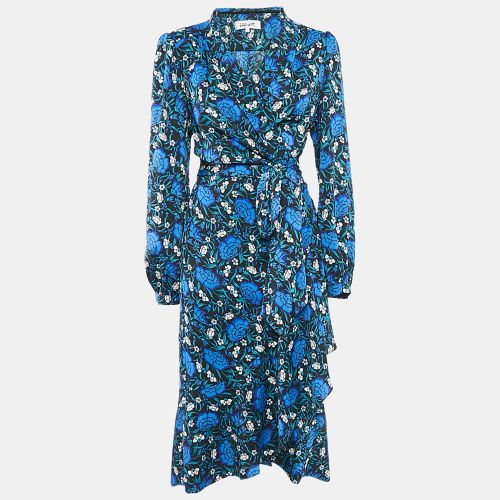 Diane Von Furstenberg Blue Floral Print Crepe Carla Wrap Dress L - Diane Von Furstenberg - Modalova