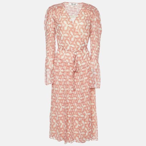 Diane Von Furstenberg Coral Pink Crepe Wrap Midi Dress M - Diane Von Furstenberg - Modalova