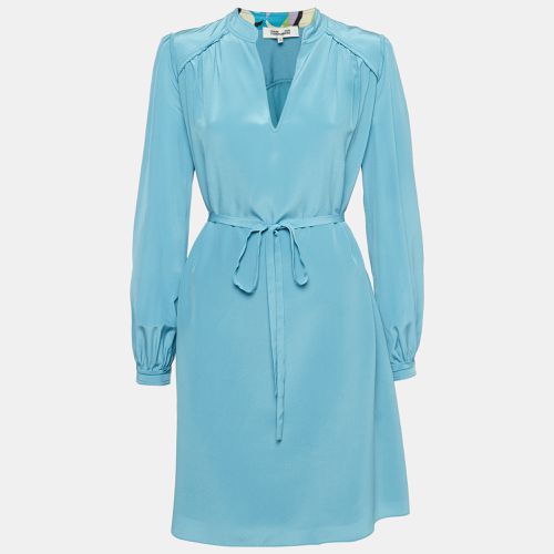 Diane Von Furstenberg Blue Silk Belted Mini Shift Dress M - Diane Von Furstenberg - Modalova