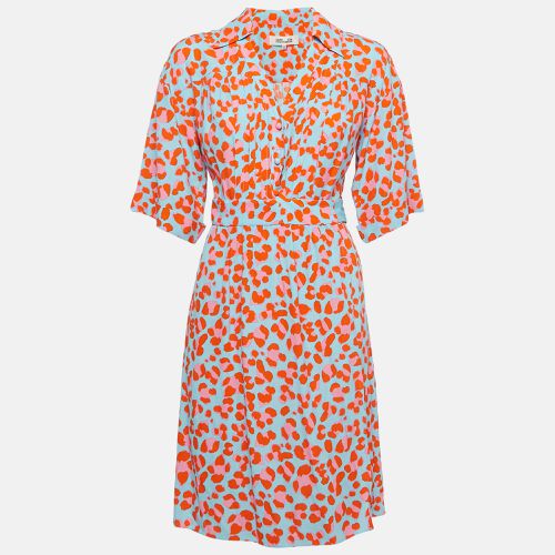 Diane Von Furstenberg Blue Printed Crepe Wrap Dress S - Diane Von Furstenberg - Modalova