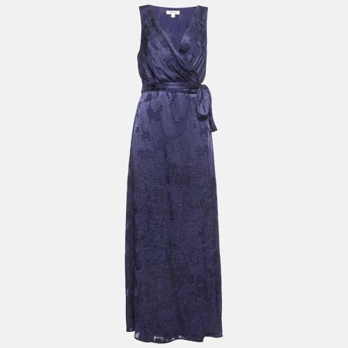 Diane Von Furstenberg Navy Blue Jacquard Maxi Wrap Dress L - Diane Von Furstenberg - Modalova