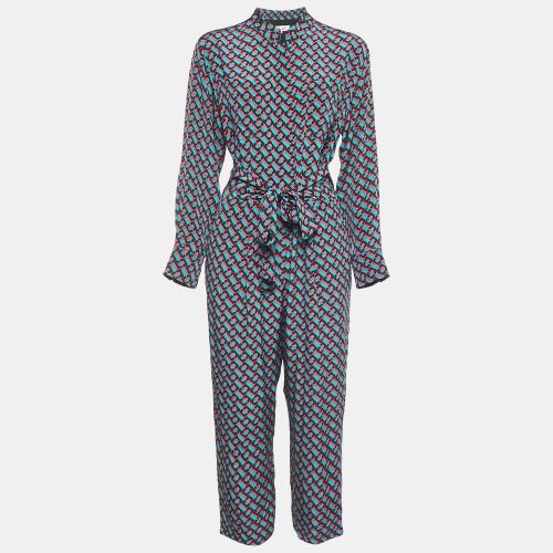 Diane Von Furstenberg Pink/Blue Printed Silk Jumpsuit M - Diane Von Furstenberg - Modalova