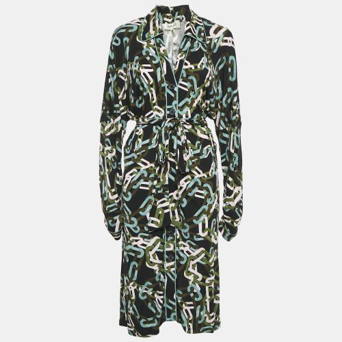 Diane Von Furstenberg Multicolor Chain Print Jersey Button Front Belted Dress M - Diane Von Furstenberg - Modalova