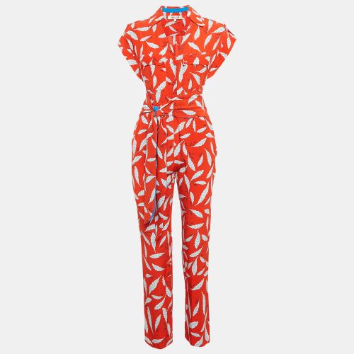 Diane Von Furstenberg Red Benji Print Crepe Tie-Up Detail Jumpsuit S - Diane Von Furstenberg - Modalova