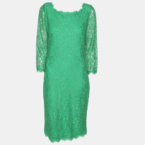 Diane Von Furstenberg Green Lace Full Sleeves Midi Dress L - Diane Von Furstenberg - Modalova
