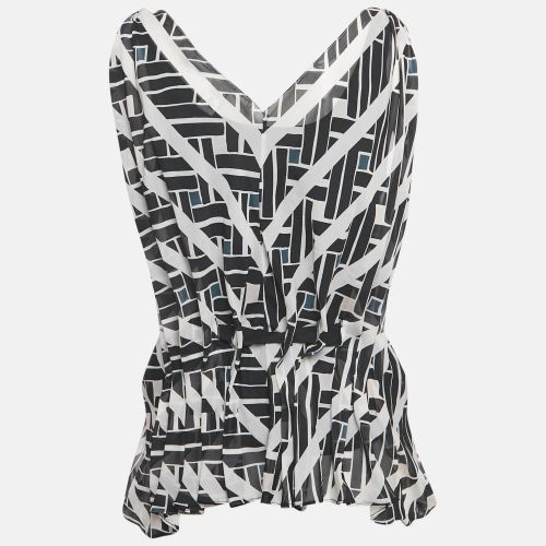 Diane Von Furstenberg Black Printed Silk Pleated Sade Top S - Diane Von Furstenberg - Modalova