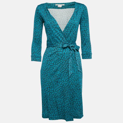 Diane Von Furstenberg Blue Floral Print Silk Jersey Wrap Dress S - Diane Von Furstenberg - Modalova