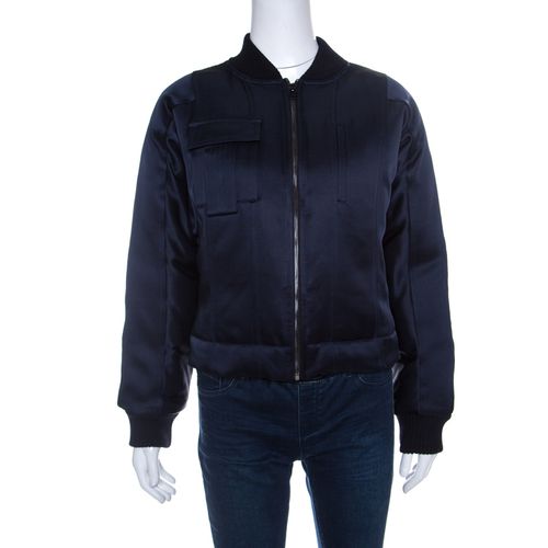 Diane Von Furstenberg Navy Blue Satin Alexander Bomber Jacket M - Diane Von Furstenberg - Modalova