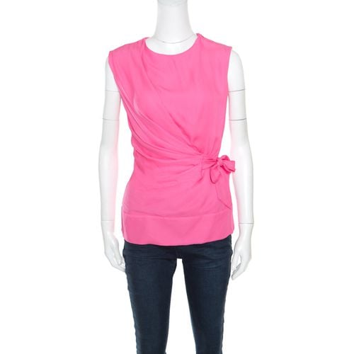 Diane Von Furstenberg Pink Silk Draped Front Tie Detail Sleeveless Grandie Top S - Diane Von Furstenberg - Modalova